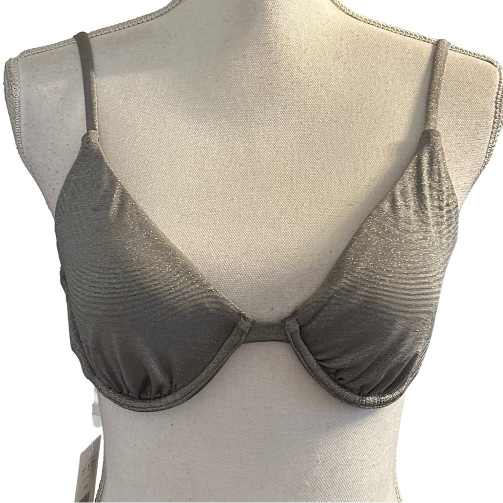 NEW Andie Swim The Sicily Bikini Top Women’s SZ Medium‎ in Silver Shimmer